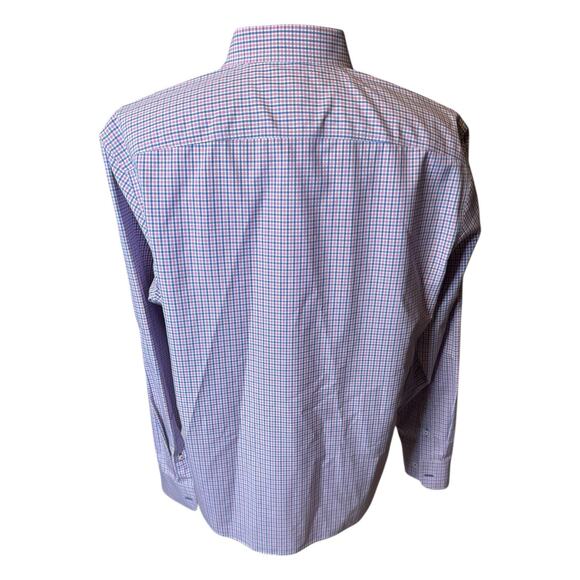 Untuckit Pink Blue Plaid Shirt Men's XL Classic Fit Button Down No Iron Cotton - Picture 5 of 7